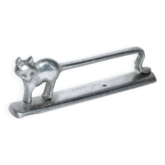 Vintage pewter cat knife holder - Benjamin Rabier style