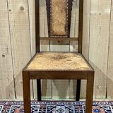 Series of 6 Art Deco chairs in mahogany and leather from the 1930s