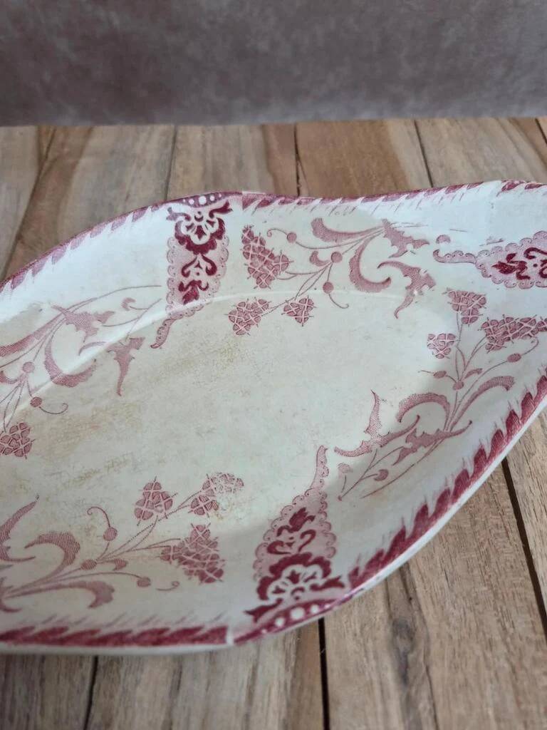 Old Ravier Iron Earth Longwy Rambouillet model – burgundy decoration