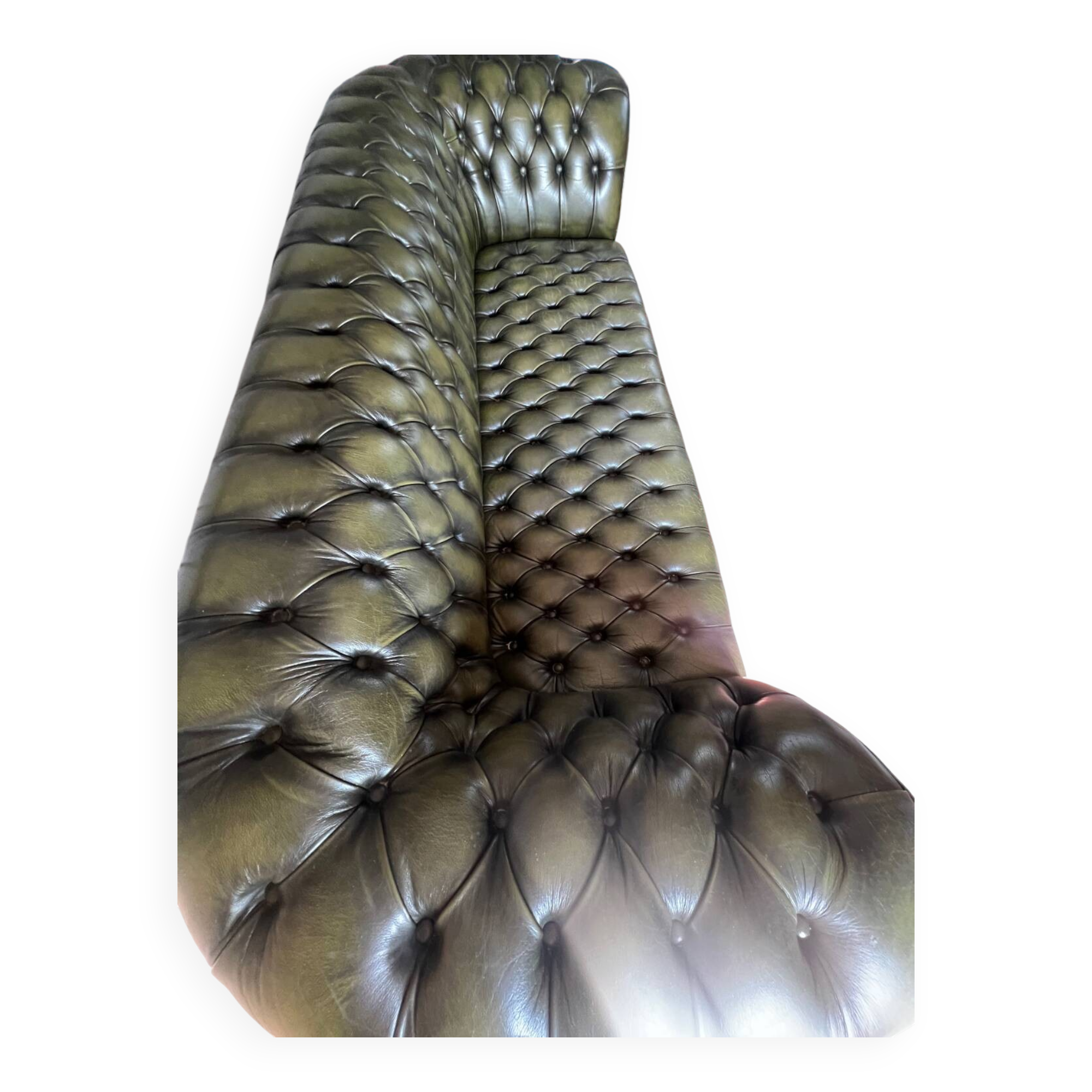 Chesterfield English green 3 seater genuine leather