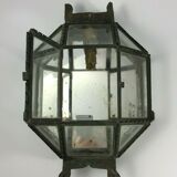 Metal and brass wall light with mirror background 1900