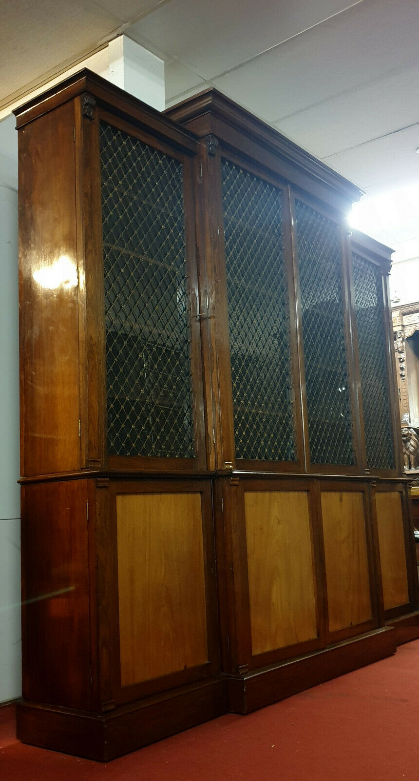Napoleon III period parquet library in Rio rosewood and lemon tree