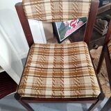 Pair of 70's wooden and tweed chairs