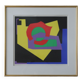 Aage Schmidt, Komposition, Color Lithography, 1987, Framed