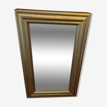 Miroir cadre bois patiné doré glace mercure, 36x22 cm