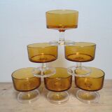 Six amber stemware