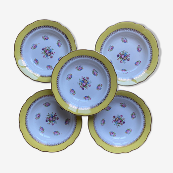 5 assiettes creuses en porcelaine de Digoin & Sarreguemines