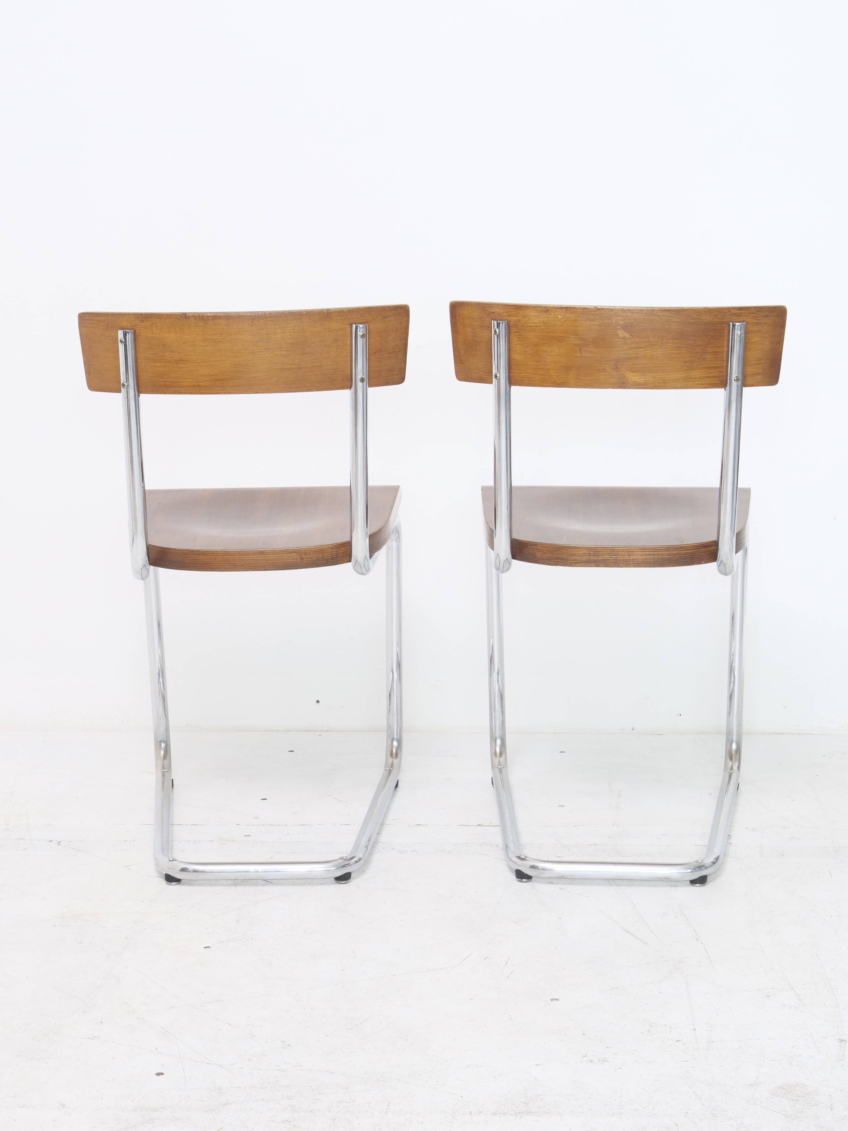 Bauhaus tubular design chairs, pair