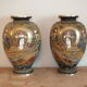 Pair of old Japan Satsuma vases, signed and enamelled