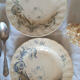 Assiettes creuses anciennes dépareillées en faïence terre de fer