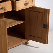 Antique pine dresser – European rustic furniture with shelves – circa 1940