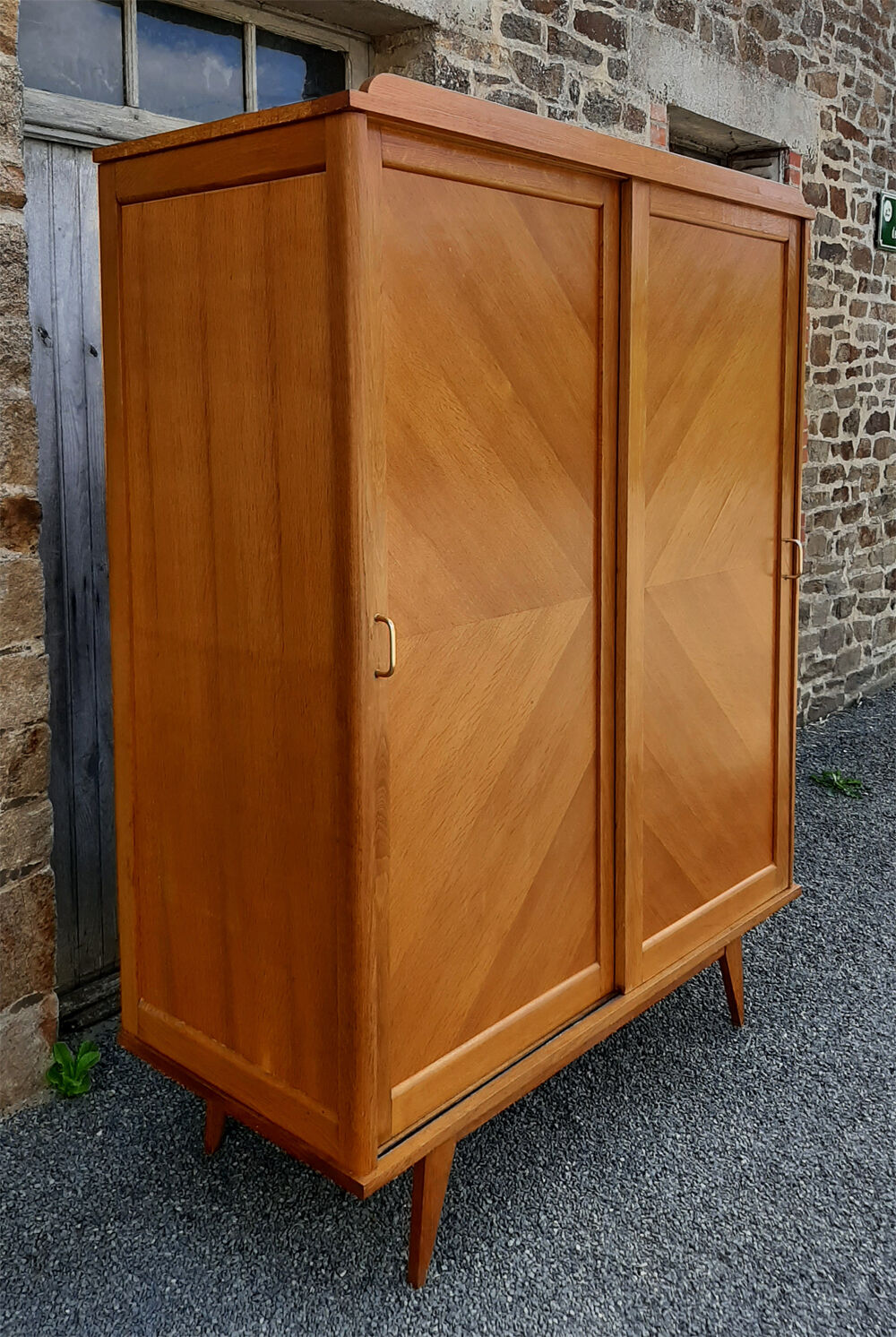 Wardrobe, wood, sliding doors, vintage, 60s