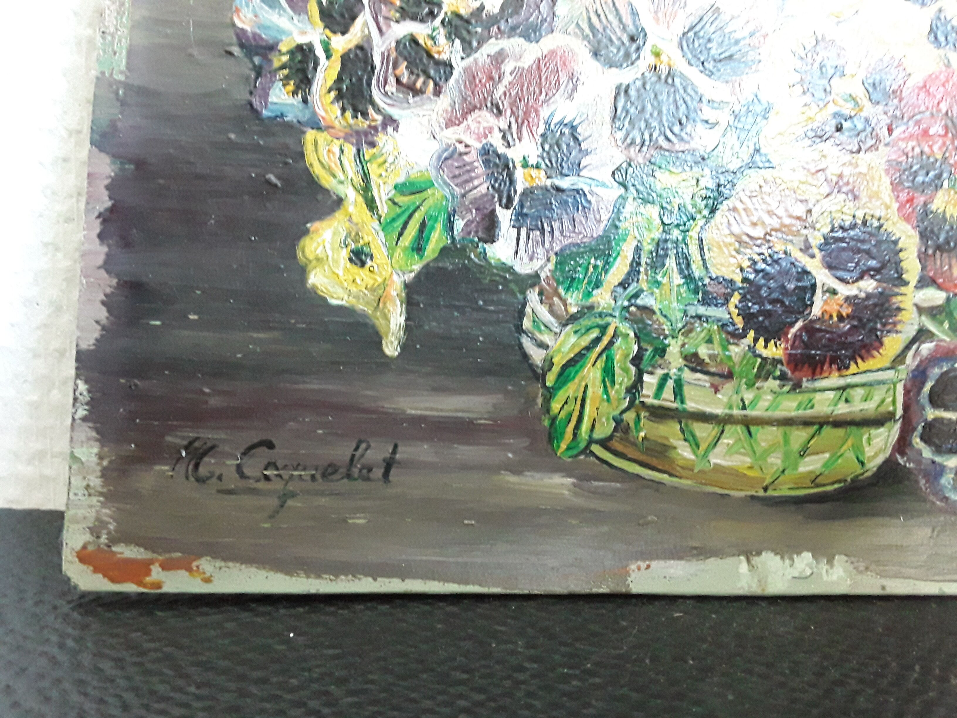 Oil painting on vintage wood