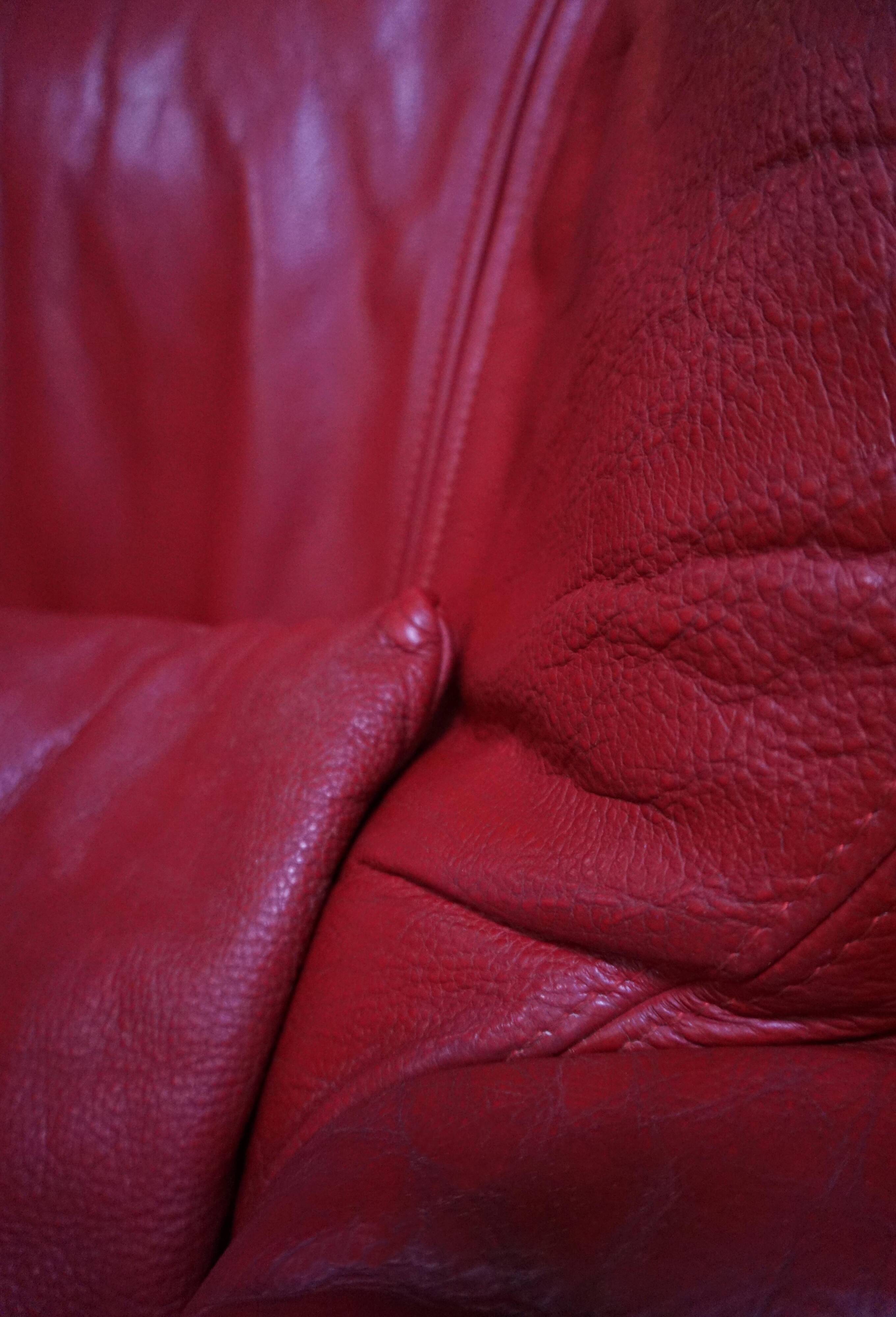 Vintage red leather Lounge Chair by Calia Italia, 1990s