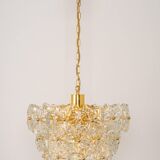 Chandelier in gilded brass and crystal glass, Germany, 1970s
