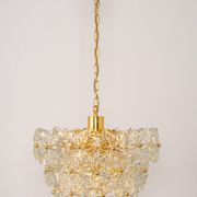 Chandelier in gilded brass and crystal glass, Germany, 1970s