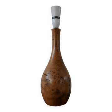 Mid-Century English Burr Wood Table Lamp