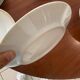 Lot of six flat plates, crockery, old white, gilded
