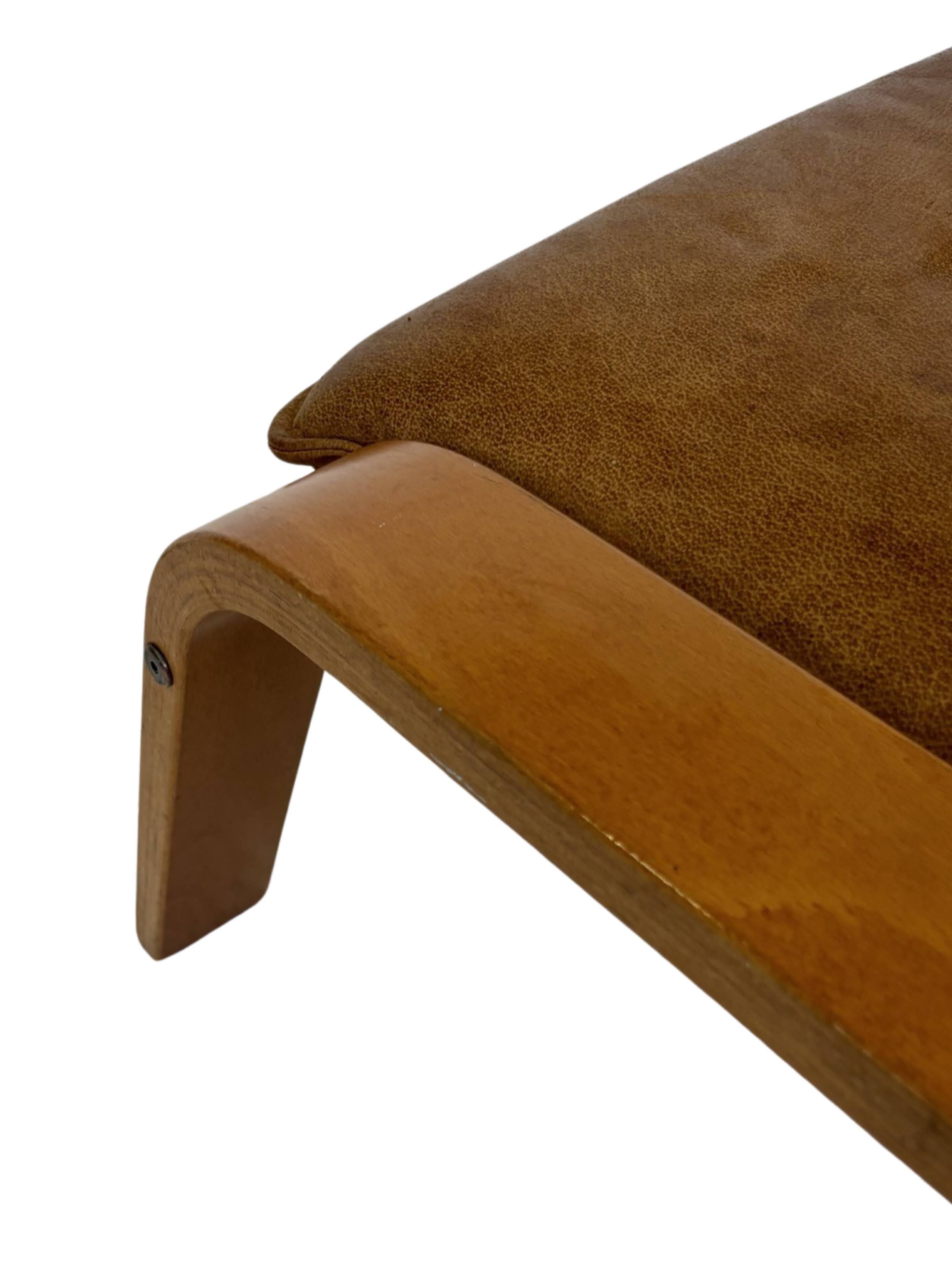 Vintage ikea poang tan cuir cantilever repose-pieds ottoman design