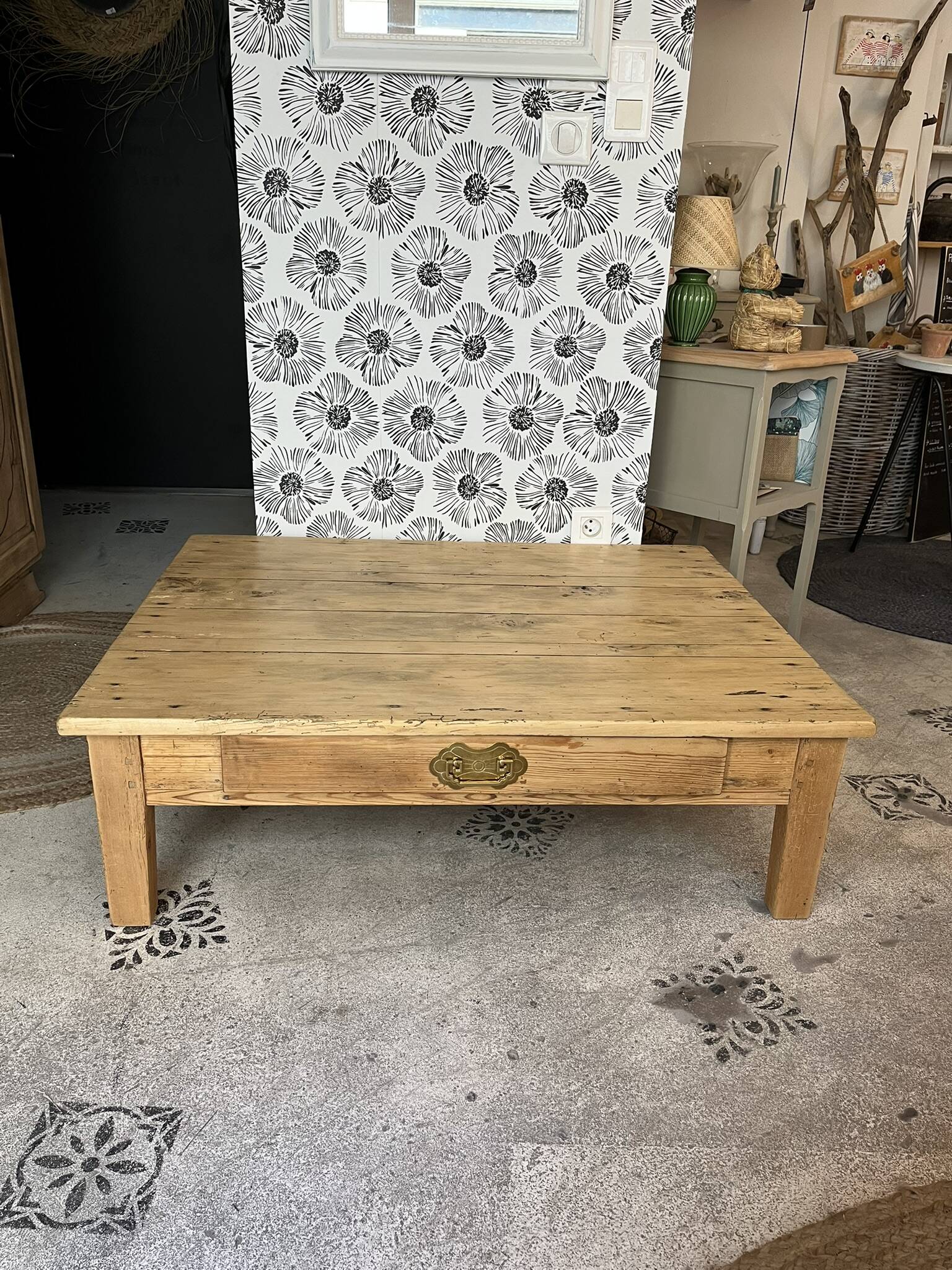 Table basse de ferme bois massif Augusta