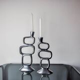 Pair of circle candlesticks by Matthew Hilton, England, 1980