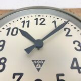 Grey Industrial Factory Wall Clock from Pragotron, 1950s
