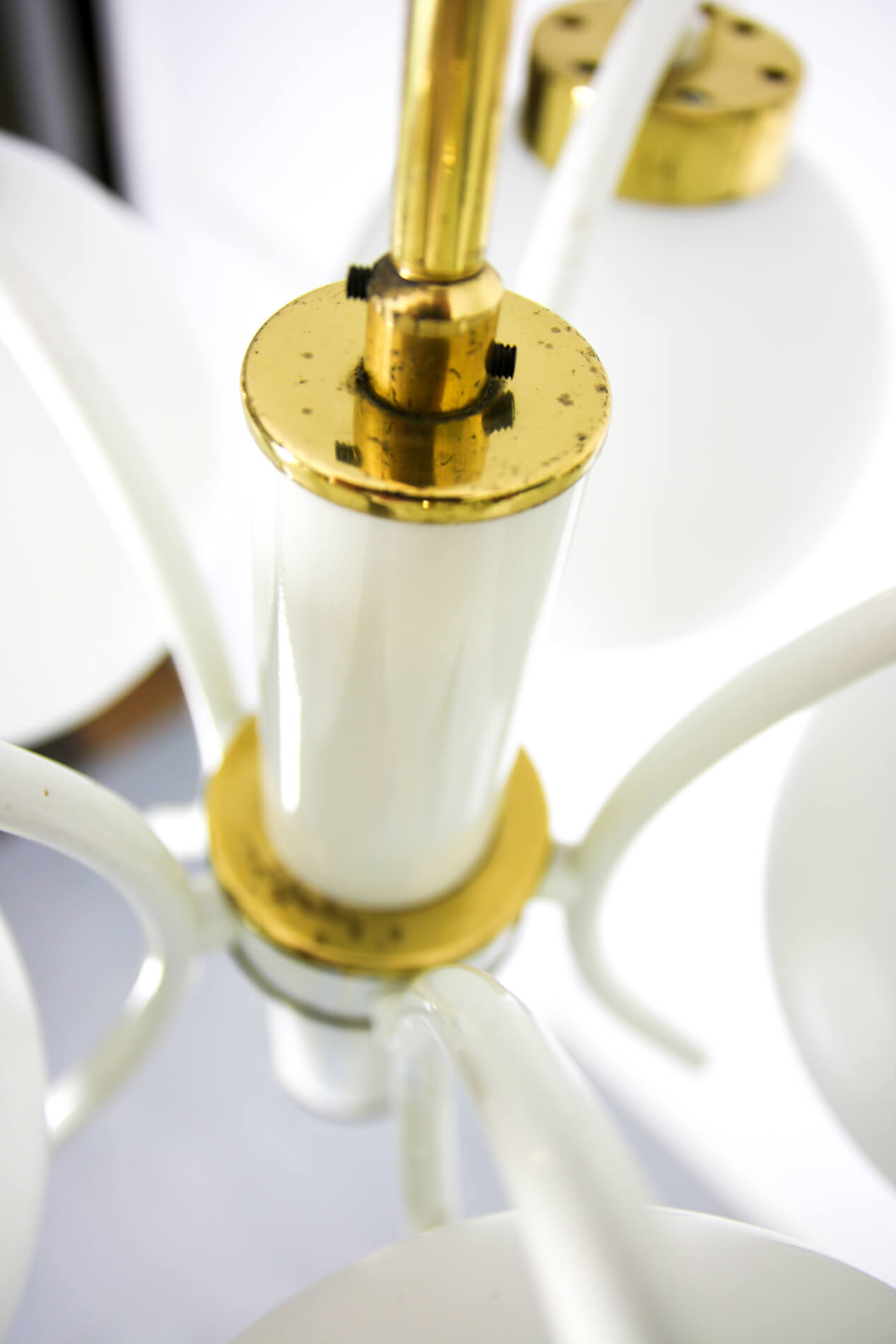 Lustre en laiton à 5 bras du milieu du siècle