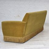 1970s, Danish 3-seater sofa, original light green furniture velour.