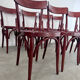 Set of 8 vintage 70s curved varnished wood bistro chairs