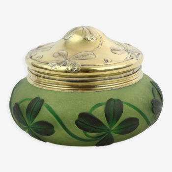 Candy box biscuit jar in vermeil and acid-cleared glass paste