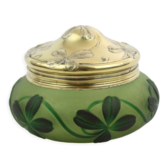 Candy box biscuit jar in vermeil and acid-cleared glass paste