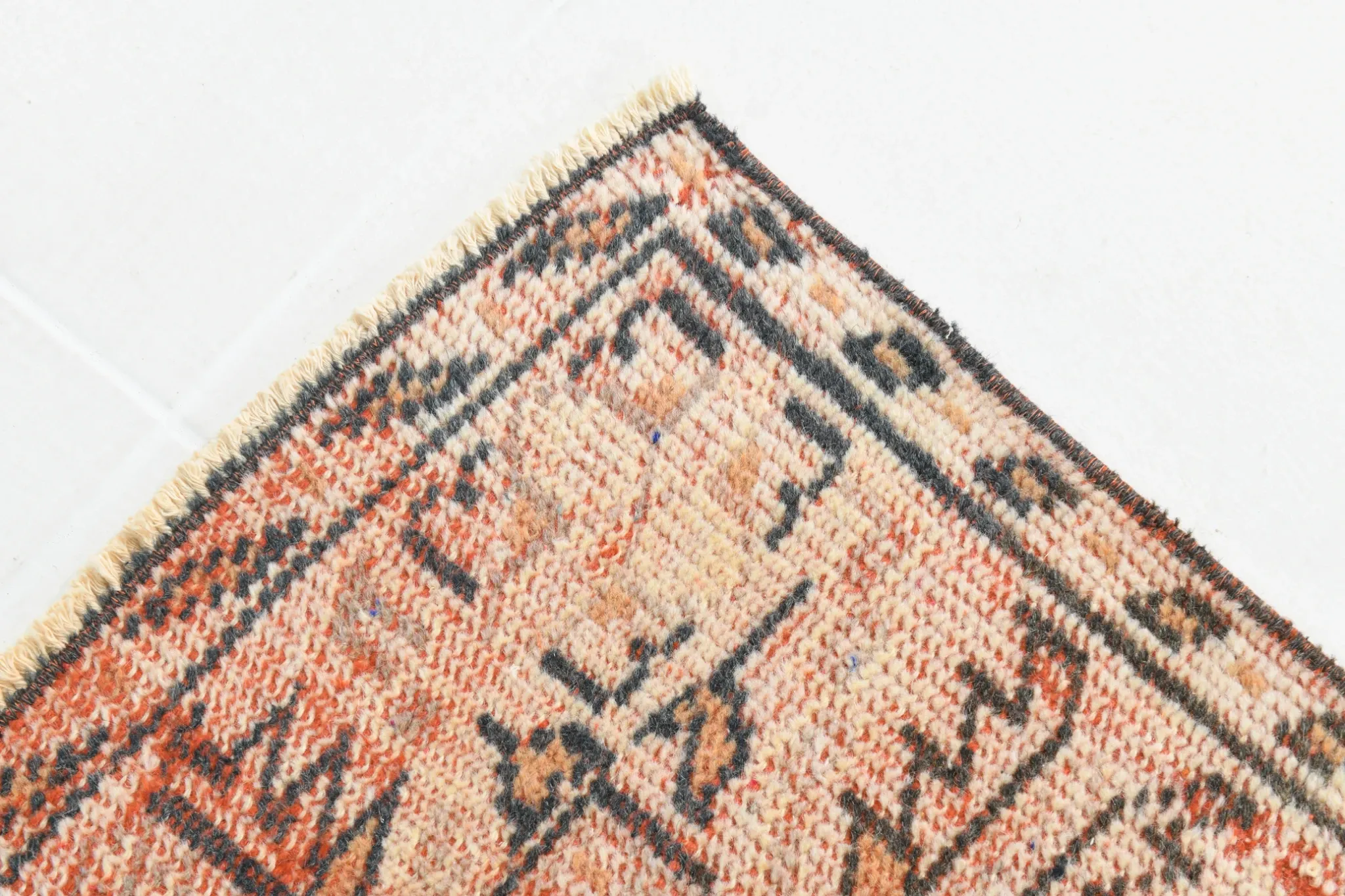 Terracotta & Red Vintage Persian Rug, Turkish Handmade Wool Rustic Carpet