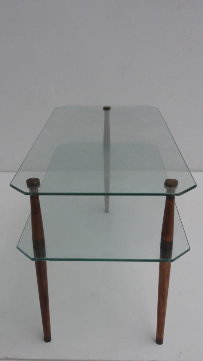 Table low vintage two-story glass 1950 s