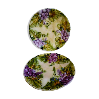 2 vintage slip dessert plates