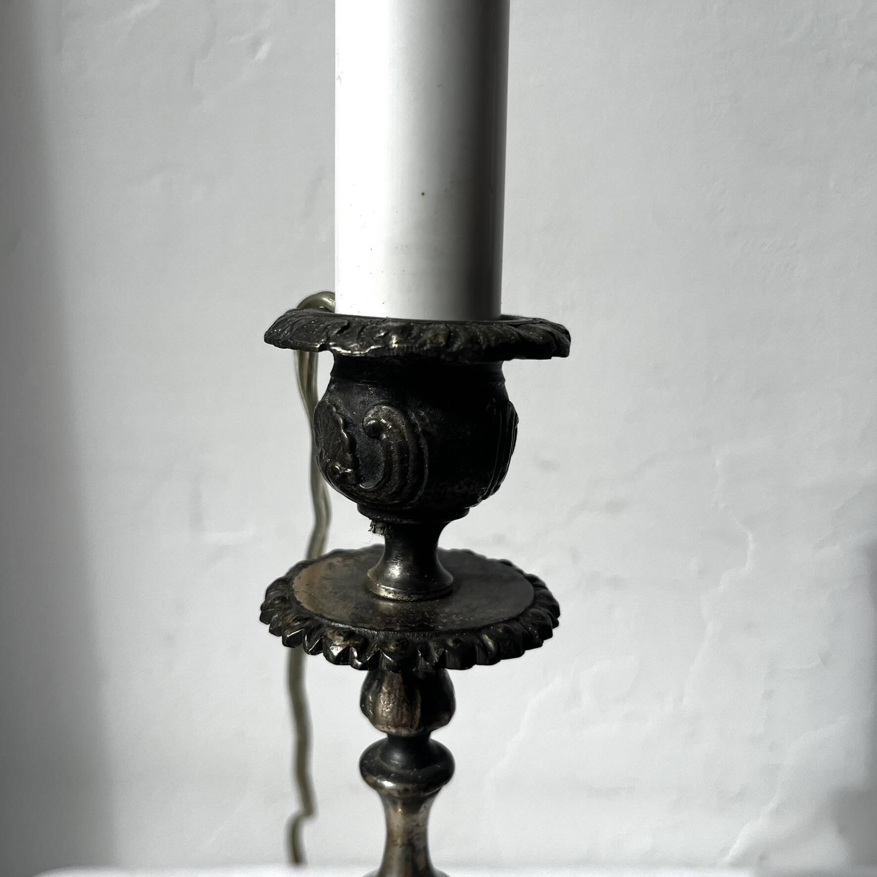 Pair of antique candlestick lamp bases