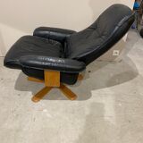 Scandinavian black leather relax armchair