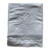 Drap ancien coton /lin brodé main
