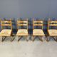 Vintage oak and wicker brutalist chairs, 1960s - set of 6
