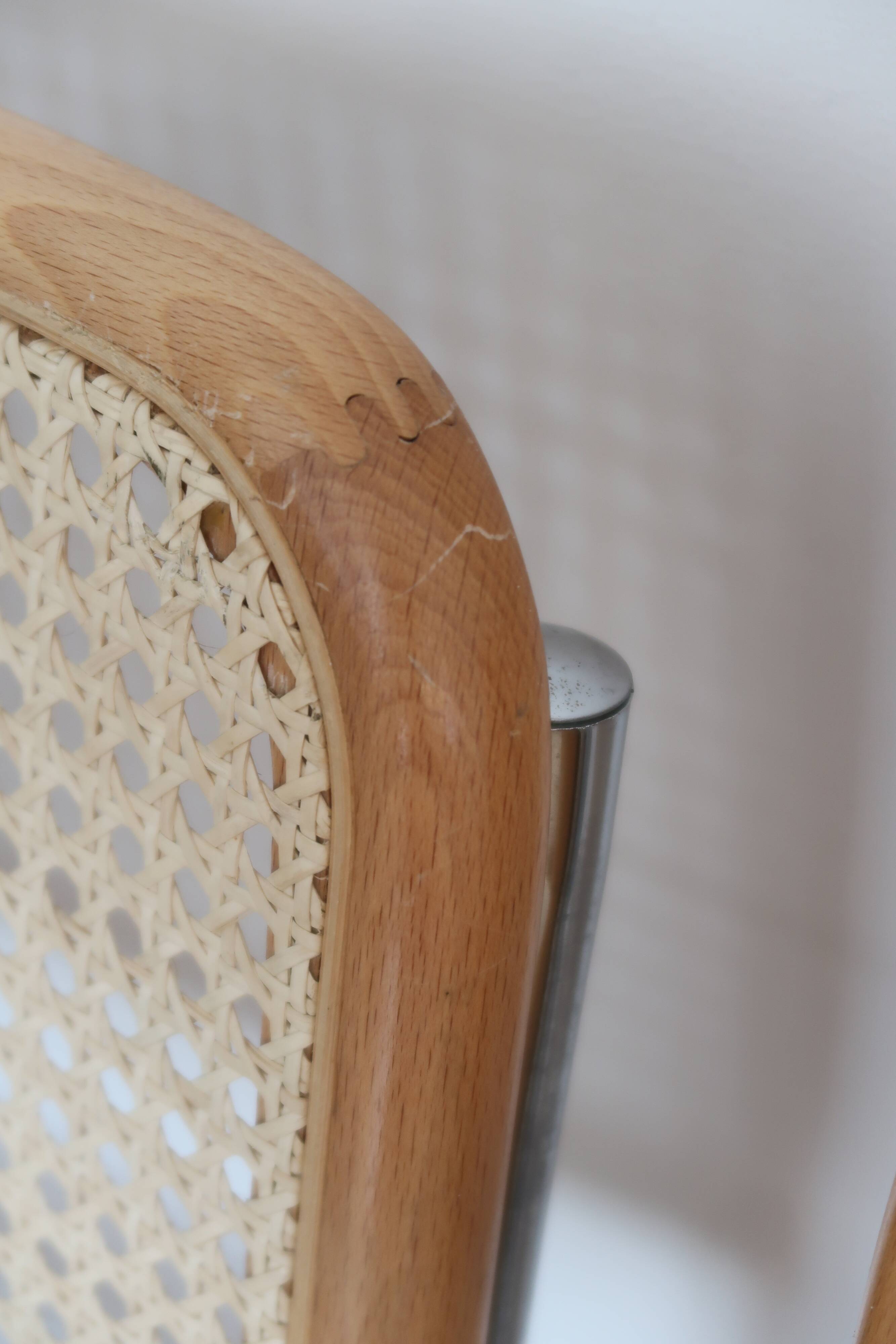 4 chairs cannage and chrome