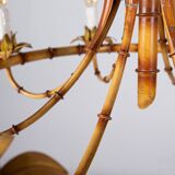 Italian metal chandelier in bamboo imitation, 1960s