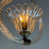Venetian chandelier in colourless Murano glass and brass, circa 1950.