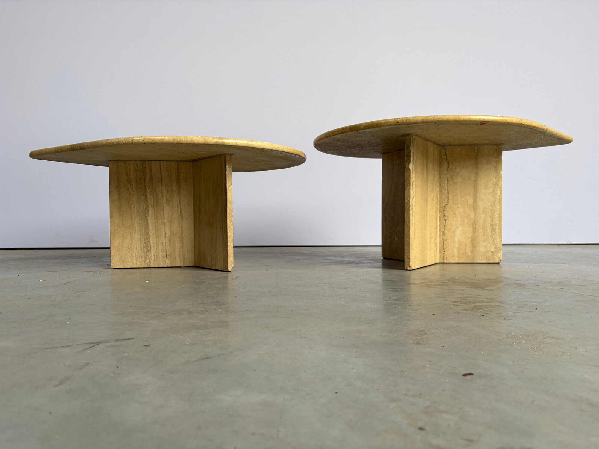 Pair of vintage travertine coffee tables or side tables, 1970s
