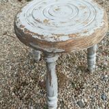 Patinated gray solid wood stool