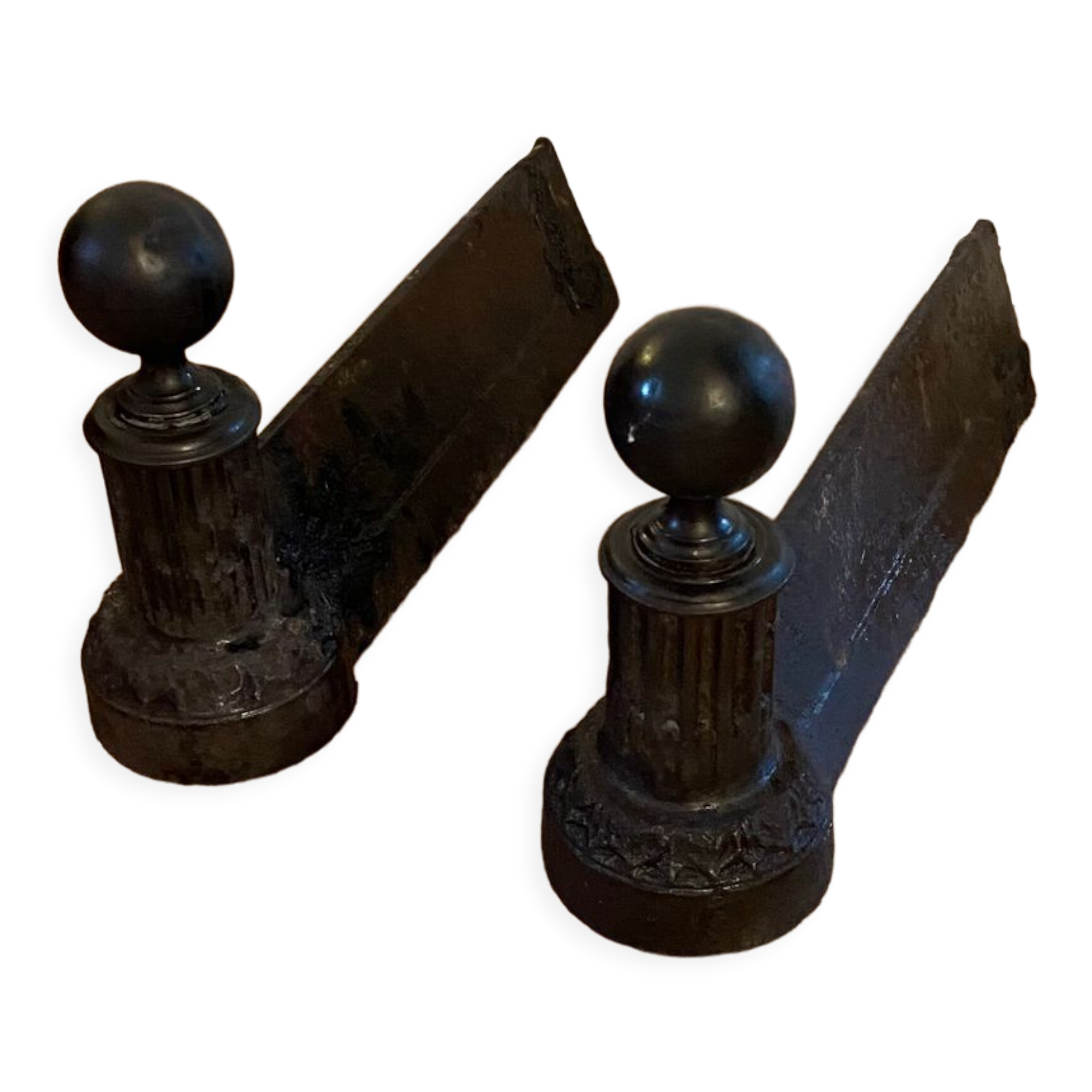 Pair of nineteenth cast and bronze chenets