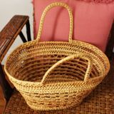 Basket two vintage soft wicker handles