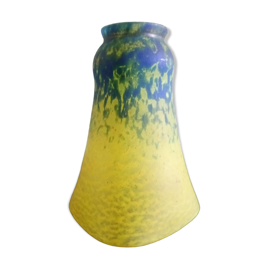 Petit vase pâte de verre moucheté orange cobalt art déco ancien | Selency