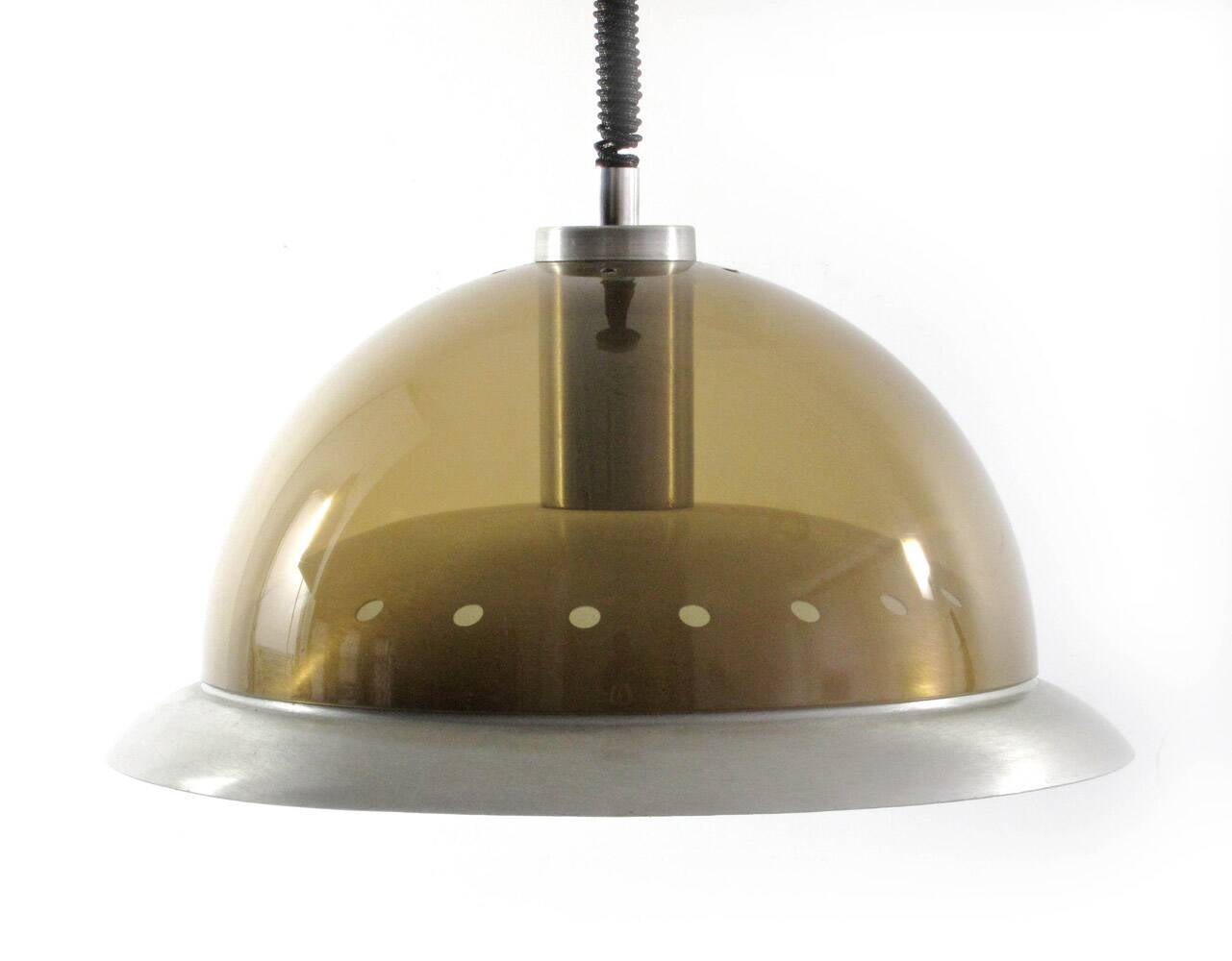 Large seventies aluminium transparent vintage pendant
