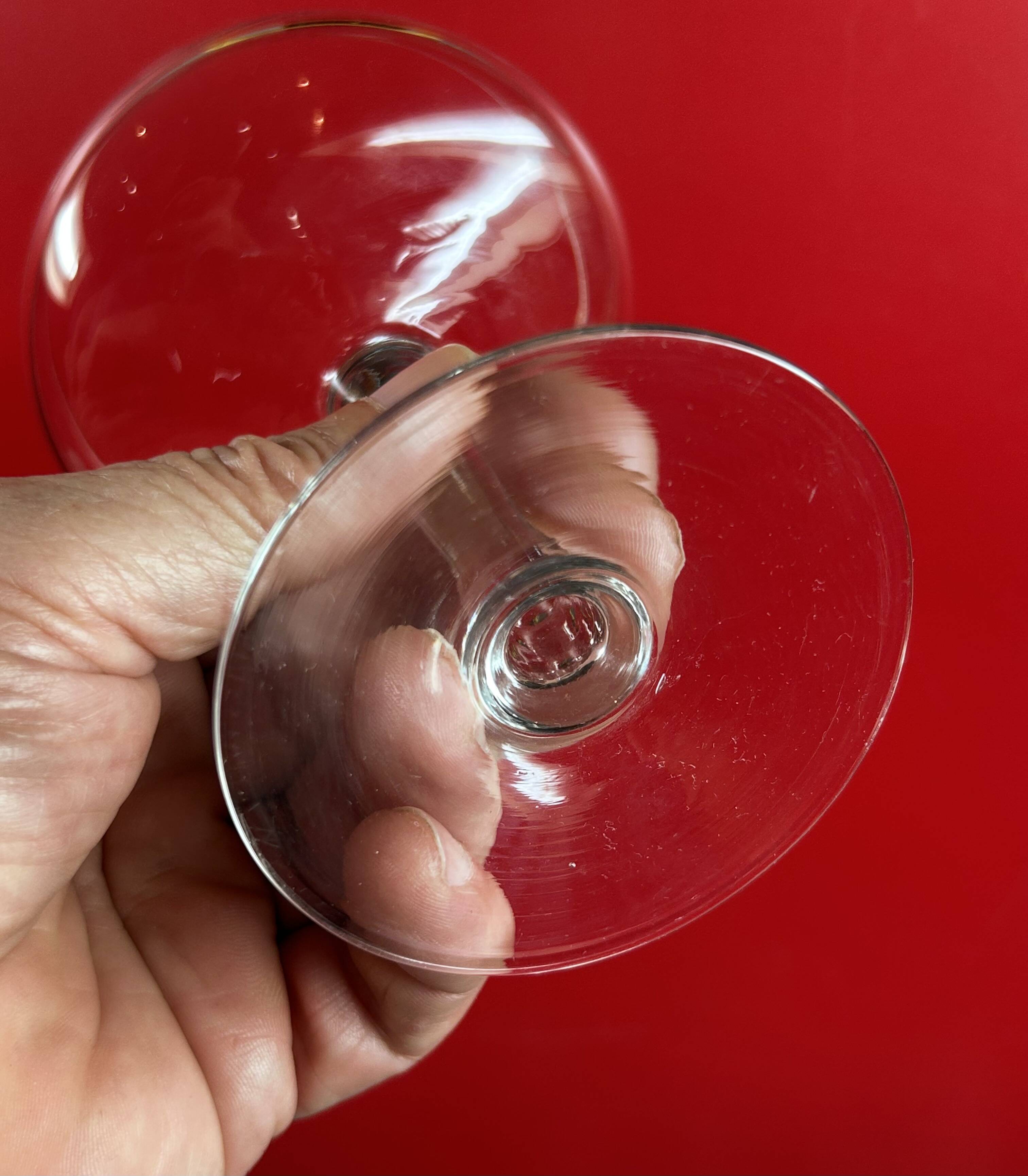 9 antique champagne glasses frosted engraved decor slender molded foot