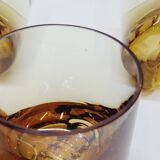 Verreries lorraines cristal set of 6 thick amber whiskey glasses vintage design