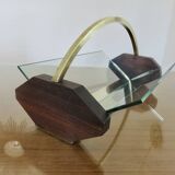 Rosewood, brass and glass centerpiece, art deco, 1930s-40s